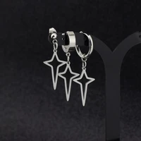 new punk cross stars earrings round cartilage stainless steel piercing stud earrings for women men earrings