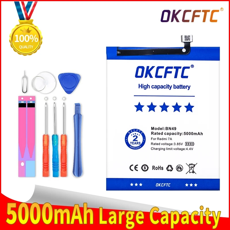 

OKCFTC Orginal BN49 5000mAh Battery For Xiaomi Redmi 7A Redmi7A High Quality Phone Replacement Batteries