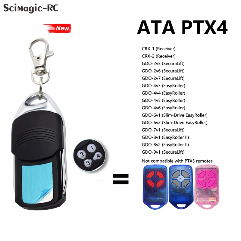 

ATA PTX4 door controller CRX-1 (Receiver)/CRX-2 (Receiver)/GDO-2v5 (SecuraLift) remote control command rolling code 433.92mhz
