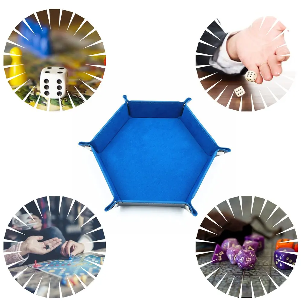 Складная кости лоток коробка из искусственной кожи складной шестигранный монета