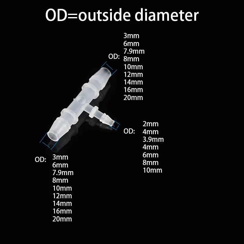 OD 3 мм-20 мм до 2-10 PP Редукционный тройник соединители аквариумный аквариум