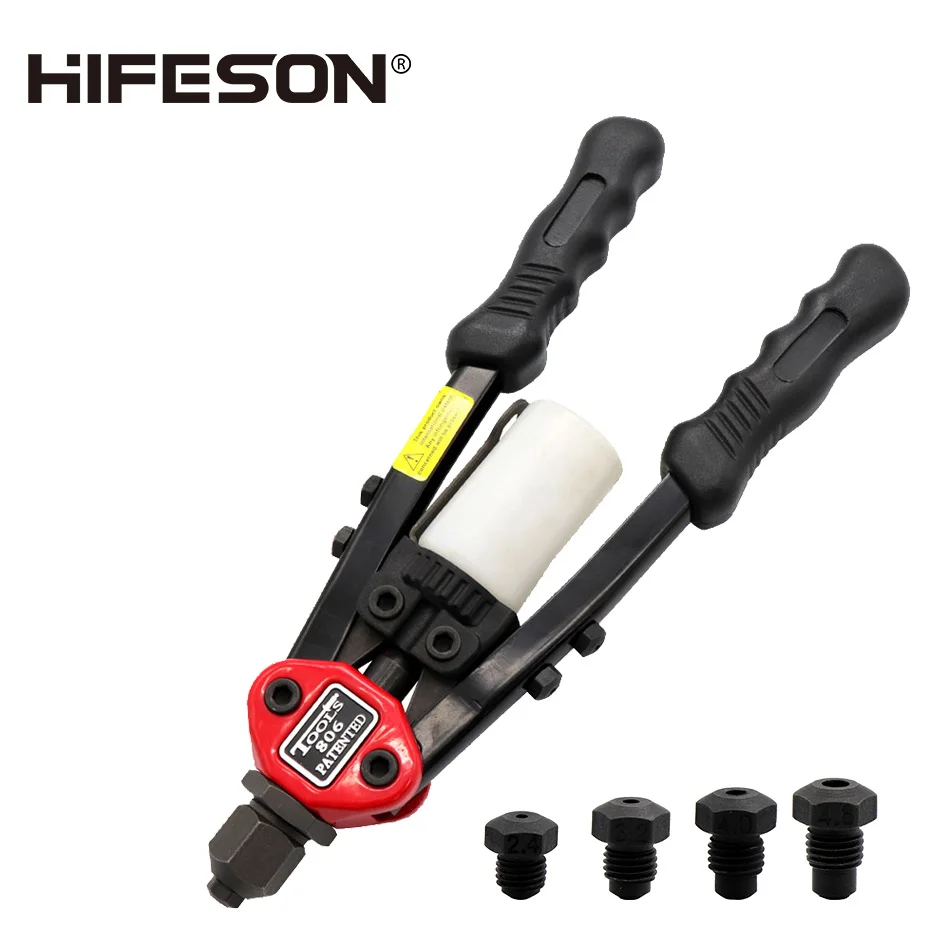 

HIFESON 10.5'' Double Hand Manual Blind Rivet Nut Gun Nails Rivets Riveter Riveting Tool for 2.4mm 3.2mm 4.0mm 4.8mm