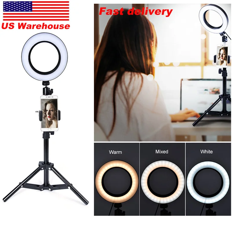 Кольцевой LED-светильник с регулируемой яркостью 16 см USB | Лампы и освещение