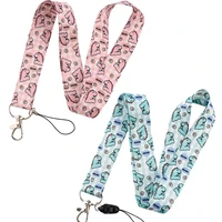 Cute Dinosaur Cartoon Print Lanyard Keychain Children Ribbon Hang Rope Keyring Mobile Phone Neck Straps Accessories