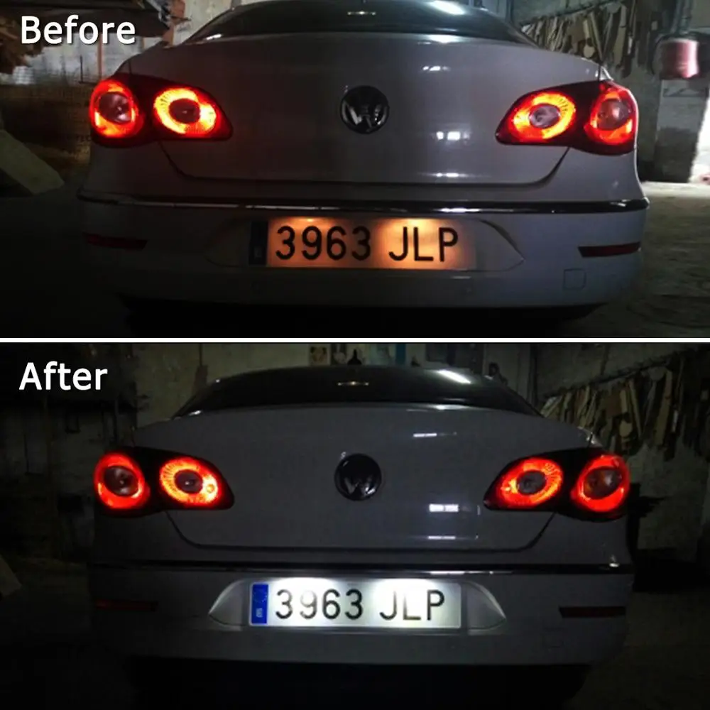 Светодиодные фонари для номерного знака VW Golf MK4 MK5 MK6 Passat Polo CC Eos Scirocco 2 шт. 6000 К белые