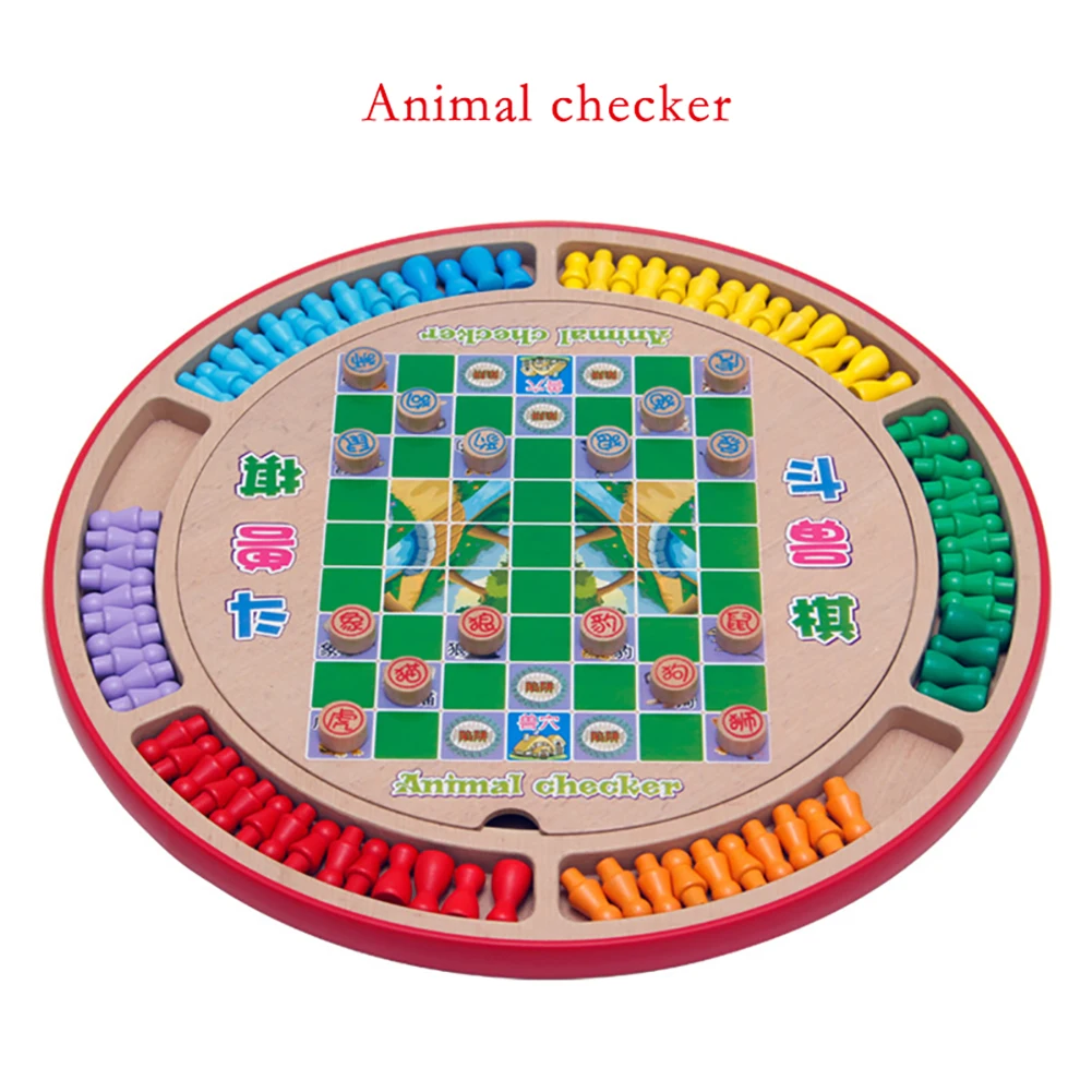 Table Game Kids Chess Playing Games Wooden Checkers Flight Backgammon Jungle Snake Board Children Fun |