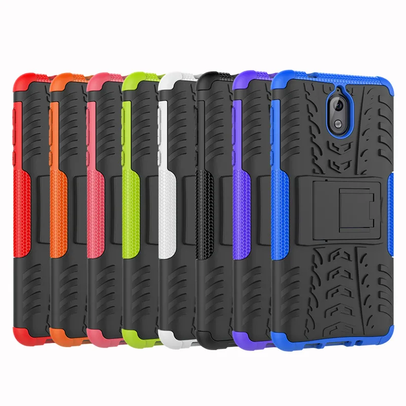 For Nokia 2.1 2.2 2.3 3.2 4.2 6.2 7.1 7.2 Plus Dazzle Shockproof Soft Silicone Hard PC Dual Armor Back Case Stand Holder Cover | Мобильные