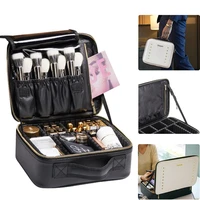 rownyeon make up bag womens portable multi functional storage box large capacity cosmetic train case with brush holder