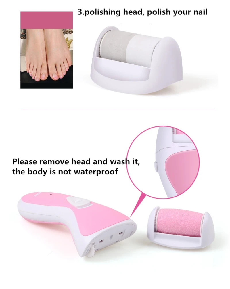Free shipping Jinding 2In1 New Style Reachargeable Callus Remover Electric Foot File Pedicure Care Tool for Feet Care USB Plug enlarge
