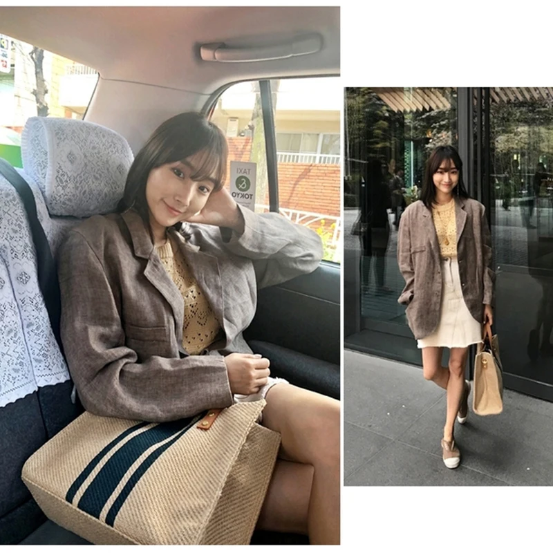 

NEW stripe female Handbag Womans Straw Big Bags Color Matching Weaving Hand bags 2020 popular canvas crossbody bag large capacit