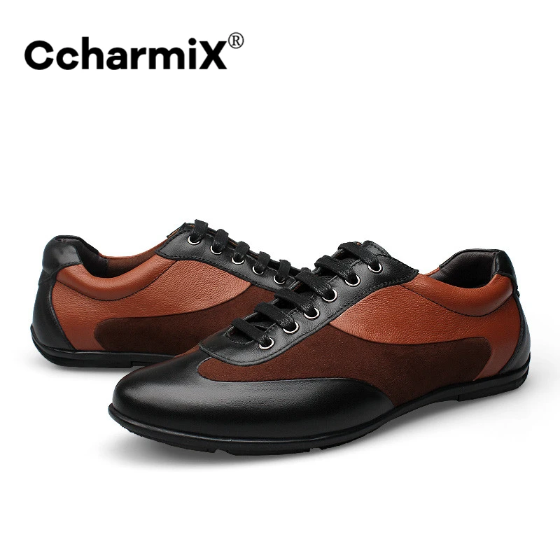 CcharmiX большой Размеры из натуральной нешлифованной кожи Мужские туфли Женские