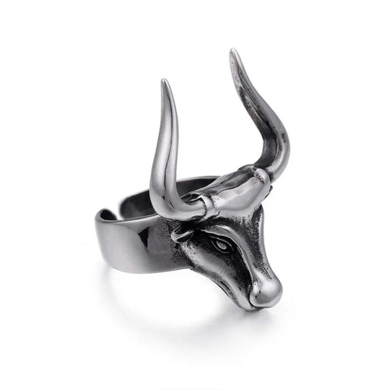 Новое поступление мужское кольцо титановая сталь знак зодиака голова быка
