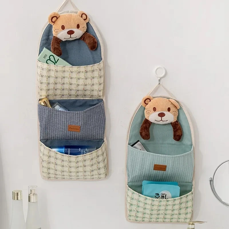 

Lovely fabric sundry storage bag Multi layer key wall hanging bag for students hanging on the wall behind the dormitory door