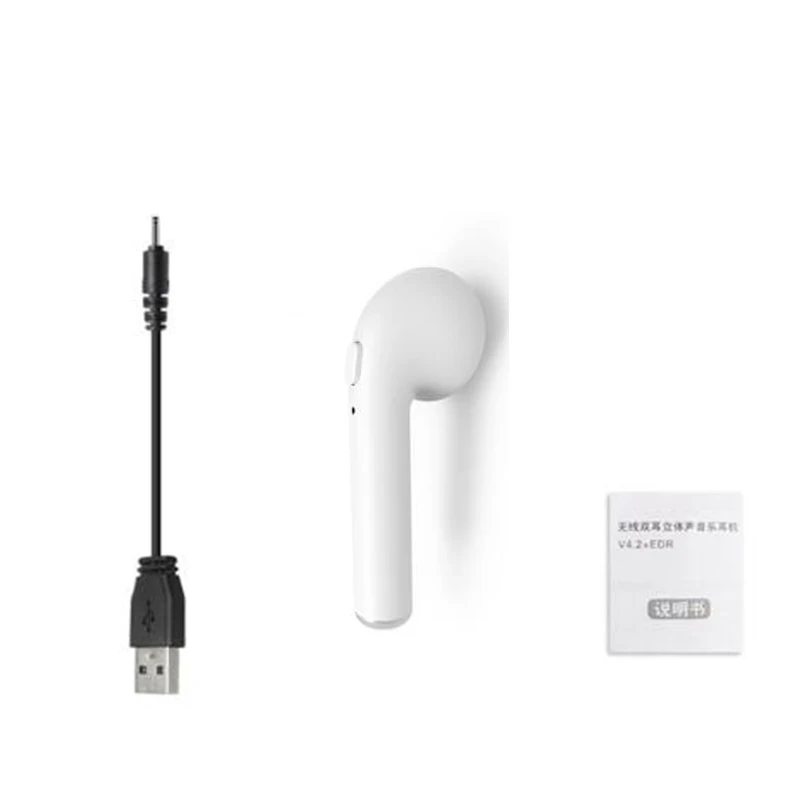 One Earphone-White Наушники i7s Tws, беспроводные наушники, Bluetooth, воздушные наушники, гарнитура, гарнитура с зарядным устройством для iPhone, huawei, Xiaomi - Цвет: One Earphone-White