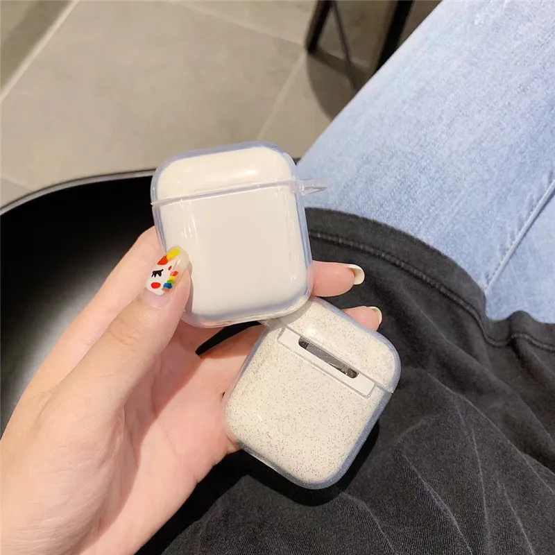 Для AirPod 2 Чехол 3D Блестящий Прозрачный мультяшный мягкий силиконовый беспроводной кожухи головных телефонов для Apple Airpods чехол милый чехол Funda