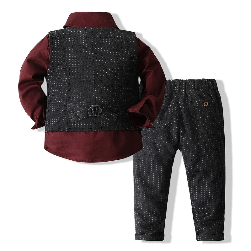 Костюм джентльменский детский из трех предметов рубашка с длинным рукавом жилет