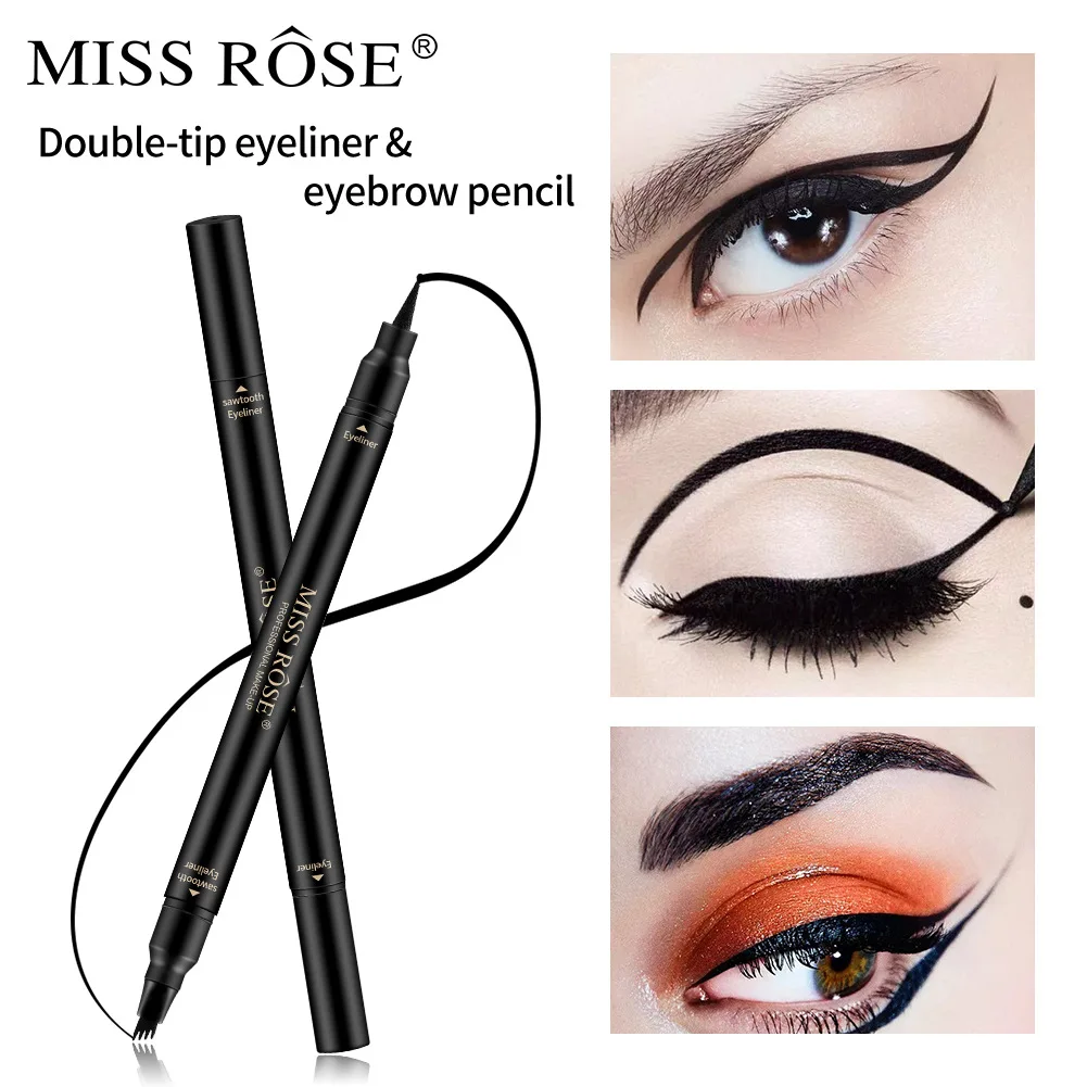 

Miss Rose Forked Eyebrow Pen Double-head Eyeliner Waterproof Long-lasting Eeliner Pencil Black Eyeliner Liquid Pen Cosmetic