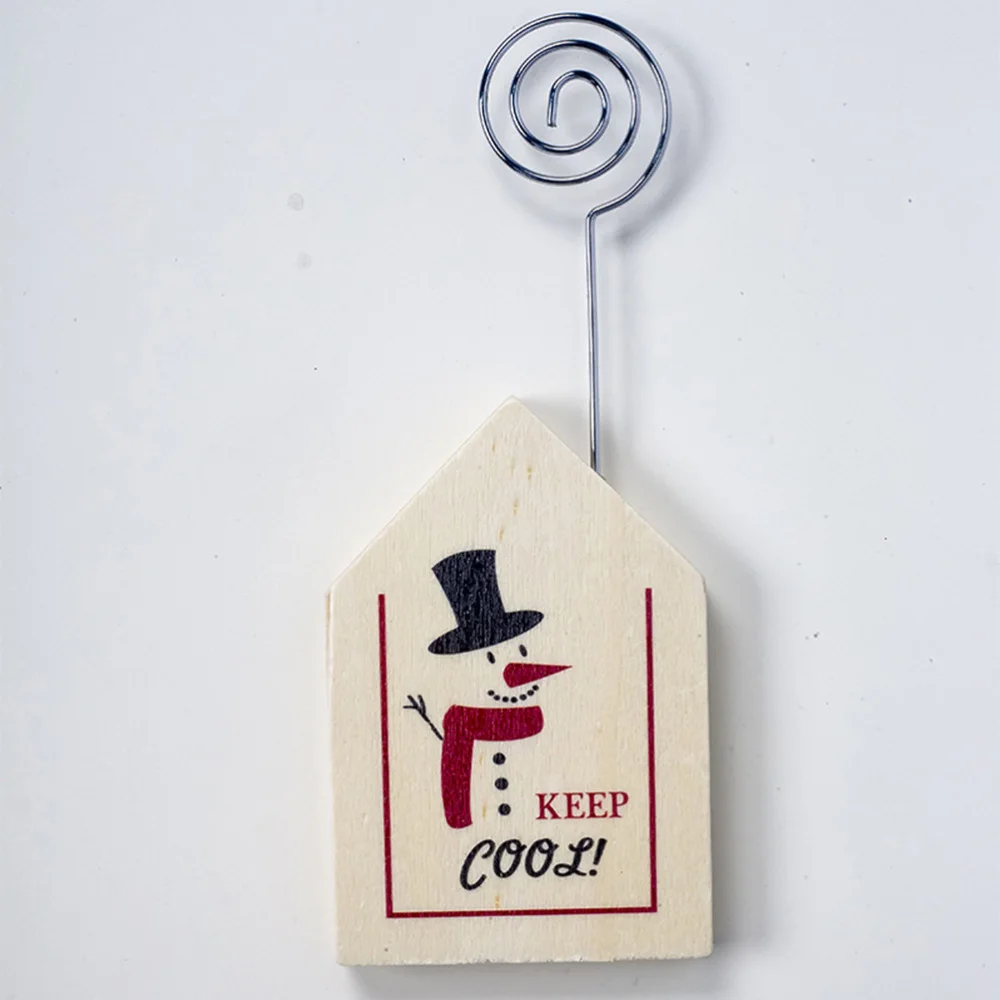 

10PCS Christmas Houselet Design Photo Holder Printed Wooden Paper Holders Clips for Home Table Party Decoration