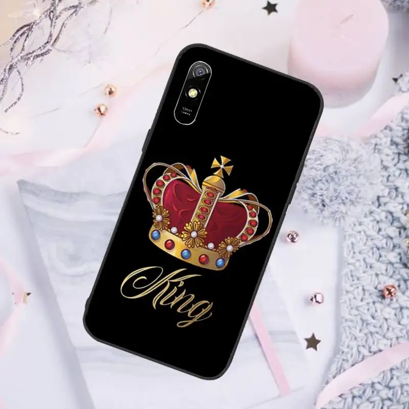

King queen Crown Phone Case For Xiaomi Mi Redmi Note 7 8 9 pro 8T 9T 9S 9A 10 Lite pro