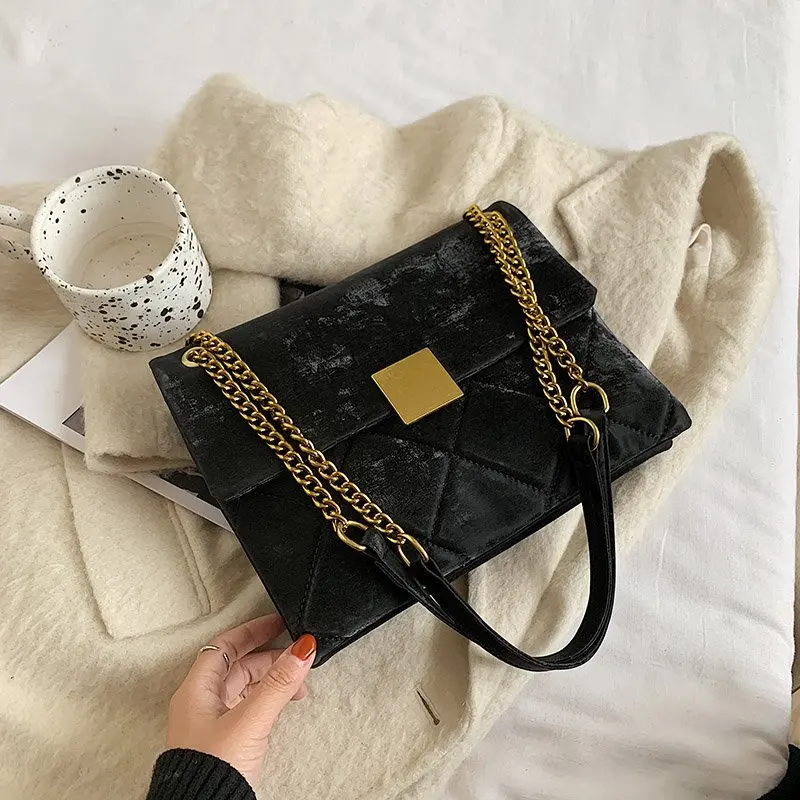 

Scrub Leather Brand Designer Shoulder Simple Bags For Women 2021 Chain Luxury Crossbody Bag Female Fashion Small Handbags