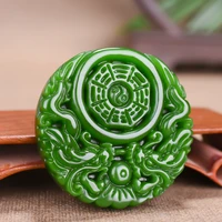 green jade dragon bagua pendant necklace chinese hand carved charm natural jadeite jewelry fashion amulet for men women gifts