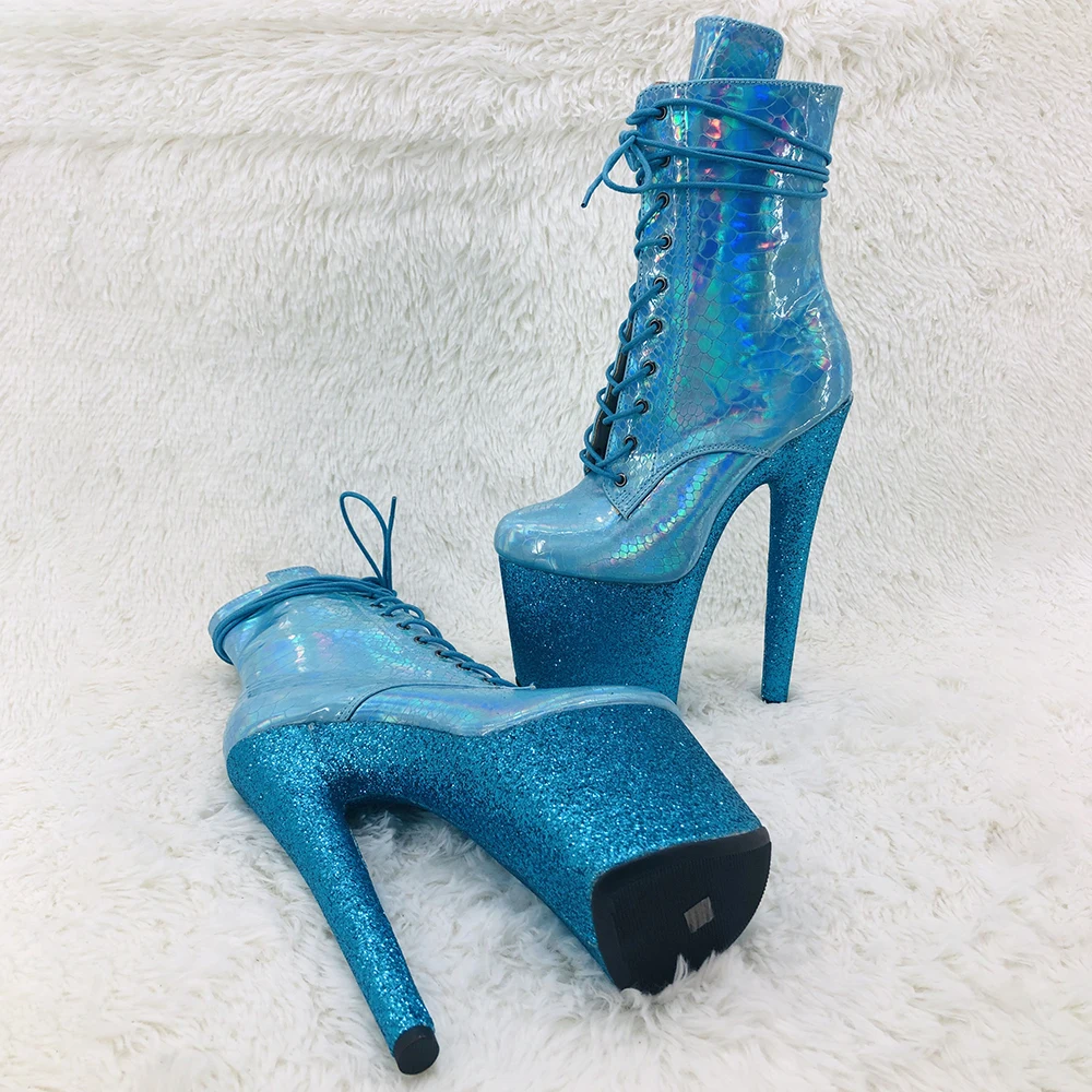 

Leecabe 20CM/8inches glitter ankle boots fashion shoes High Heel platform Pole Dance boot