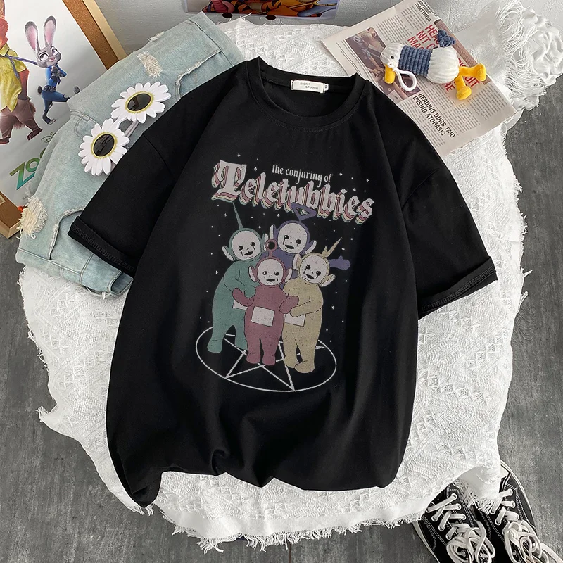 

Women Funny Teletubbies T shirt Summer Top Printed Harajuku Korean Clothes Oversized camiseta mujer tee shirt femme Tops