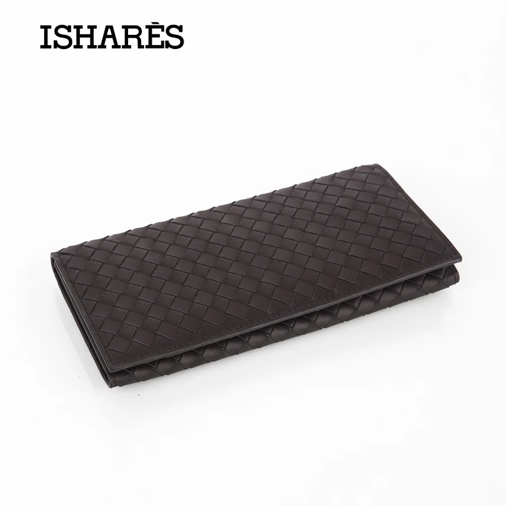 2020 New two fold genuine leather unisex purse classic long wallets high quality Cow leather buckle purse card wallet IS6116