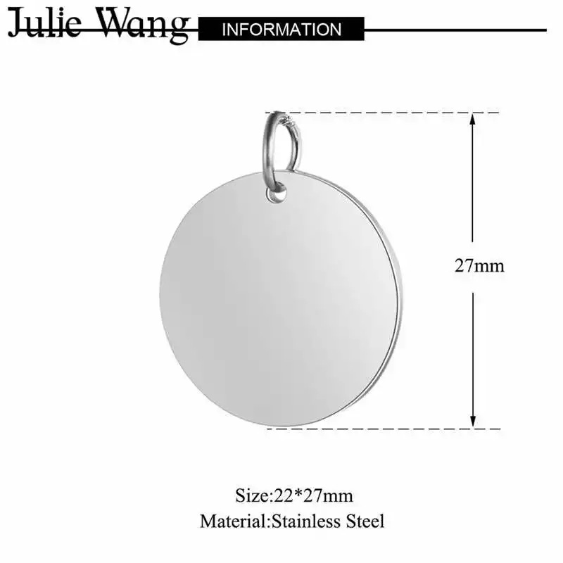 Julie Wang 3 шт. 22 мм Круглые Пустые Подвески с логотипом маленькие полированные из