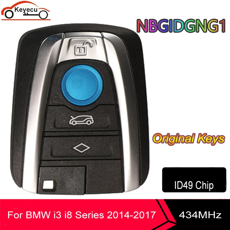 

KEYECU Original 434Mhz ID49 Remote Car Key for BMW i3 i8 Series 2014 2015 2016 2017 4BTN Keyless Control FOB NBGIDGNG1 433Mhz