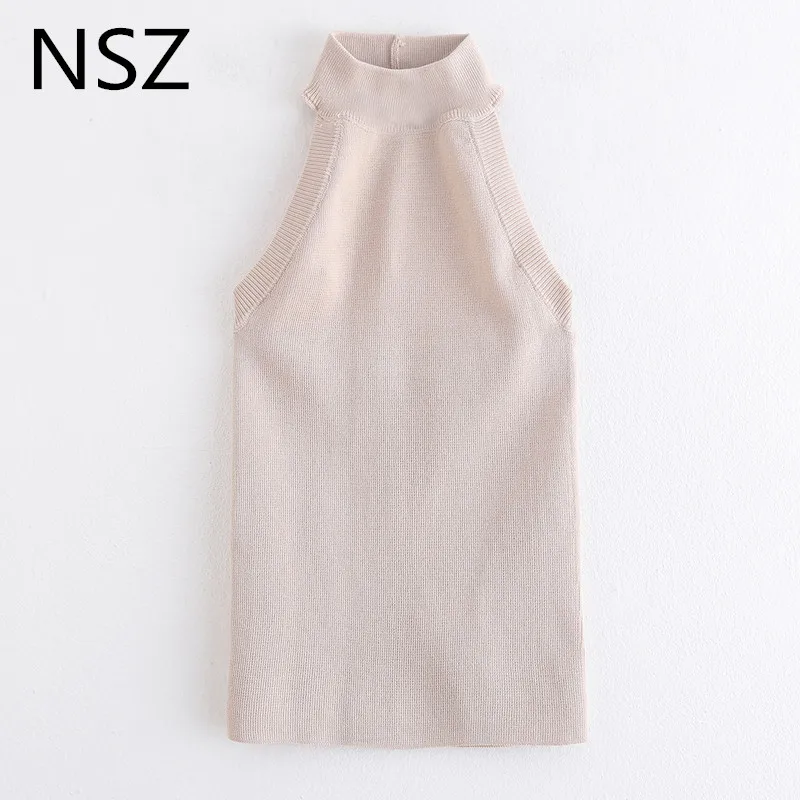 NSZ Женская футболка без рукавов с лямкой на шее летняя сексуальная черная