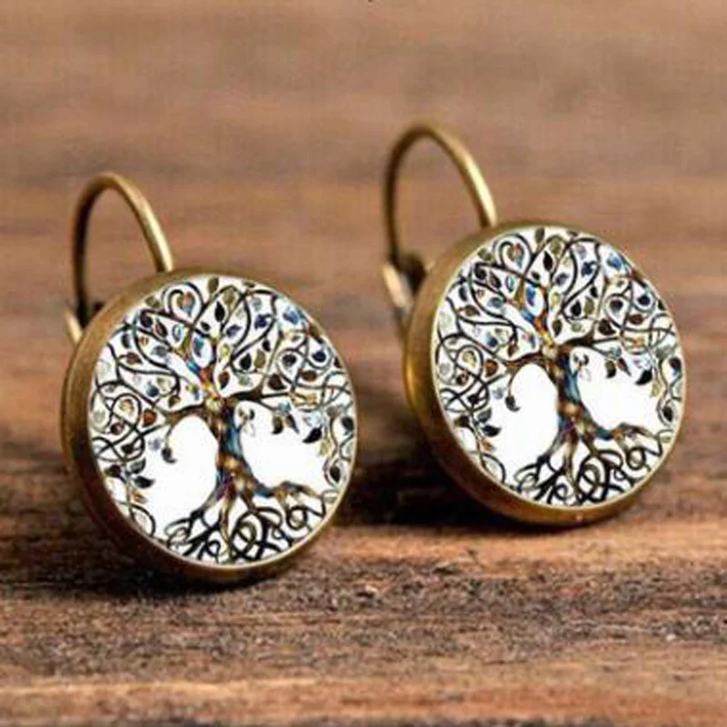 Retro Classic Datura Earrings Time Jewel Ear Hook For Women Ethnic Green Round Pendant Dangle Jewelry | Украшения и аксессуары