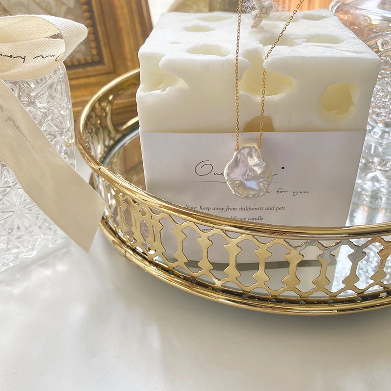 Baroqueonly натуральный жемчуг Белый цветок Цепочка с жемчужным кулоном 925 пробы