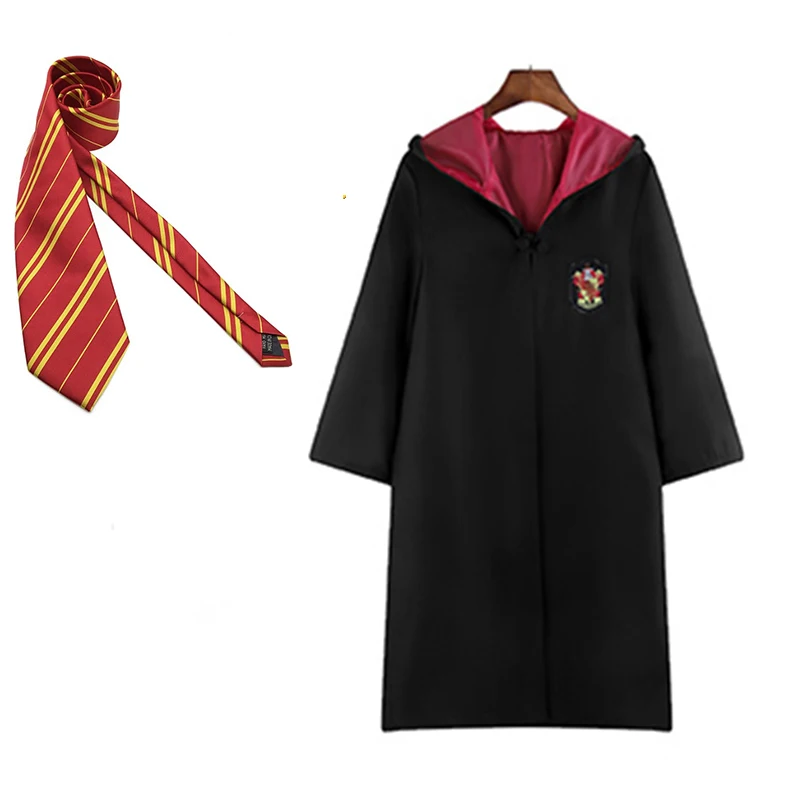Gryffindor With tie Поттер Косплей костюмы робы накидка с галстуком шарф палочка очки Ravenclaw/Gryffindor/Hufflepuff/Слизерин Гермиона Рождественский подарок - Цвет: Gryffindor With tie