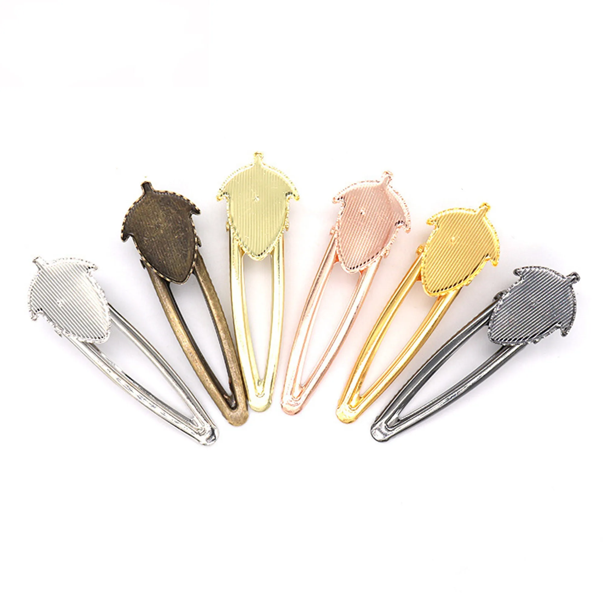 

10pcs/lot 74X23mm new iron fittings Epoxy drip oil base leaf shape hair accessories hair clip duckbill clip DIY hair accessories