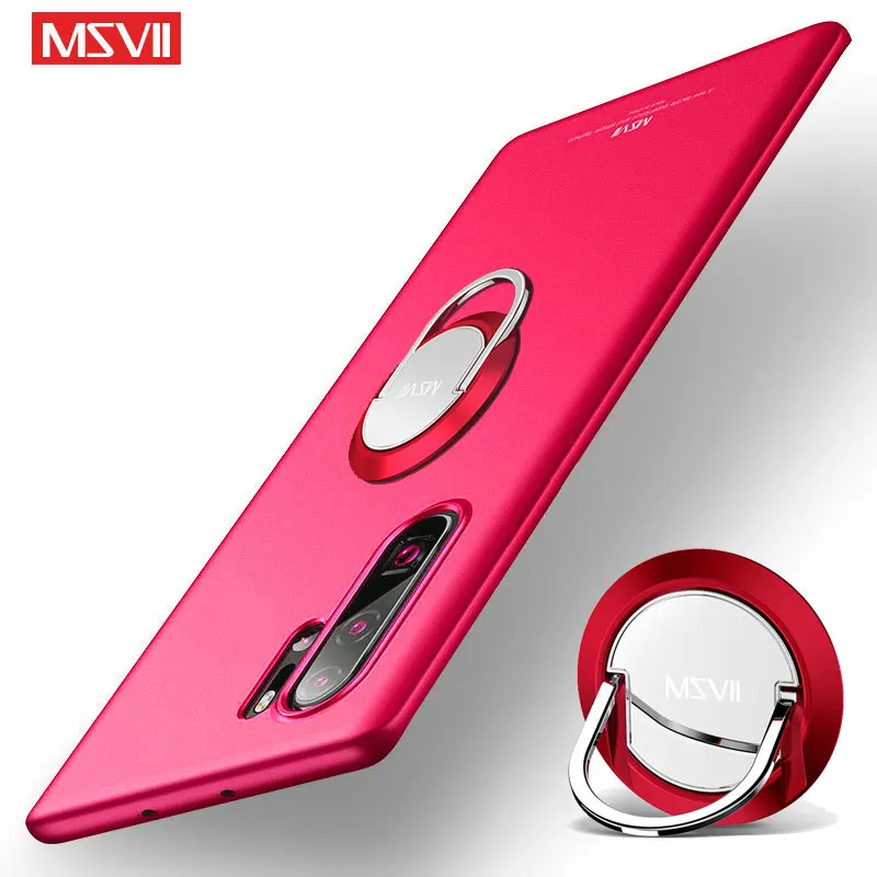 Red with ring Чехол для samsung Galaxy Note 10 Plus/Pro, чехол MSVII, кольцевая крышка для samsung Note 10, чехол, тонкая жесткая задняя крышка для Galaxy Note 10 - Цвет: Red with ring