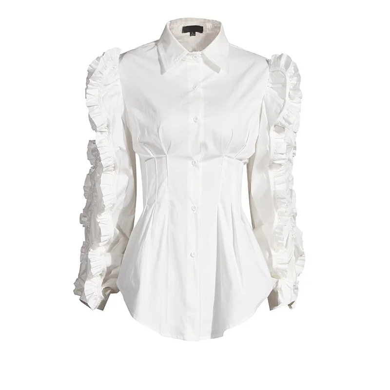 Женская рубашка в средневековом стиле белая винтажная блузка Лолиты