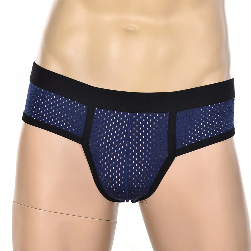 1 шт. мужские трусы-брифы из акриловой сетки с заниженной талией |