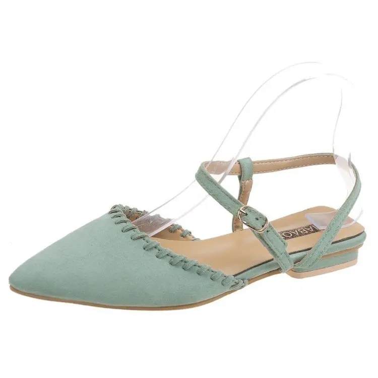 

Clear Heels 2021 Summer Female Sandal Comfort Shoes for Women Buckle Strap Shallow Mouth Girls New Beige Low Velvet Closed Point