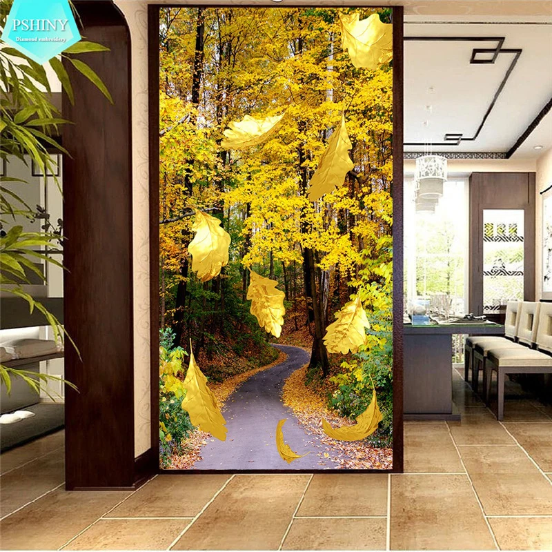 5D алмазная вышивка сделай сам золотистые фотообои с ландшафтом украшение для