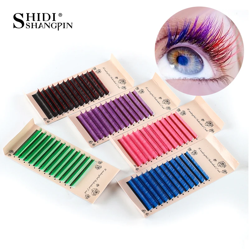 

Цветные индивидуальные ресницы фиолетовые синие зеленые красные розовые накладные ресницы Индивидуальные Накладные цветные норковые рес...