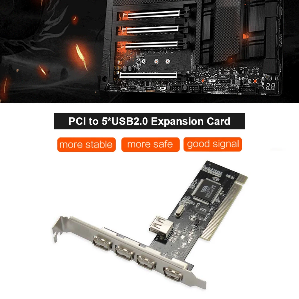 

PCI to USB2.0 Expansion Card Desktop Computer Motherboard USB Expansion Card 4-port VIA Chip Free Drive