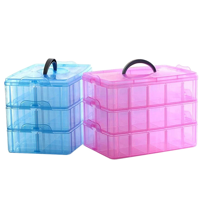 

3 Layer Portable Plastic Nail Art Makeup Container Manicure Storage Boxes(Ran Color)