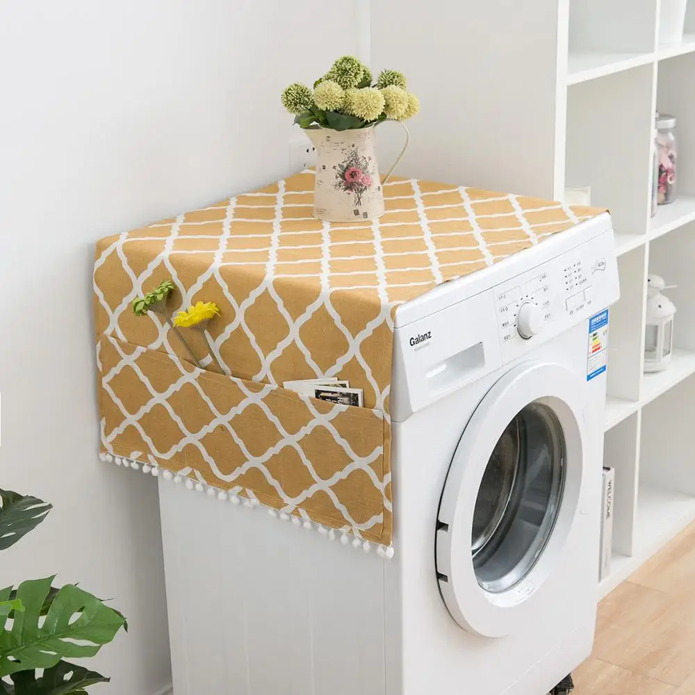 

Nordic Drum Washing Machine Cover Dust Cover Refrigerator Cover Cotton Linen Dust Covers Waterproof Cartoon Cloth Decorative