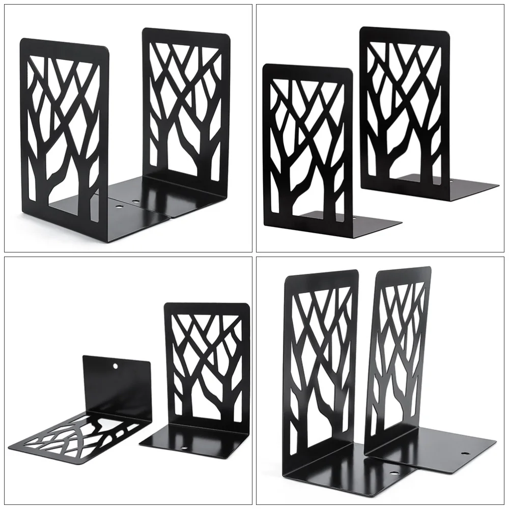 

6Pcs Metal Bookends Simple Book Ends Desktop Magazines Stand Organizer