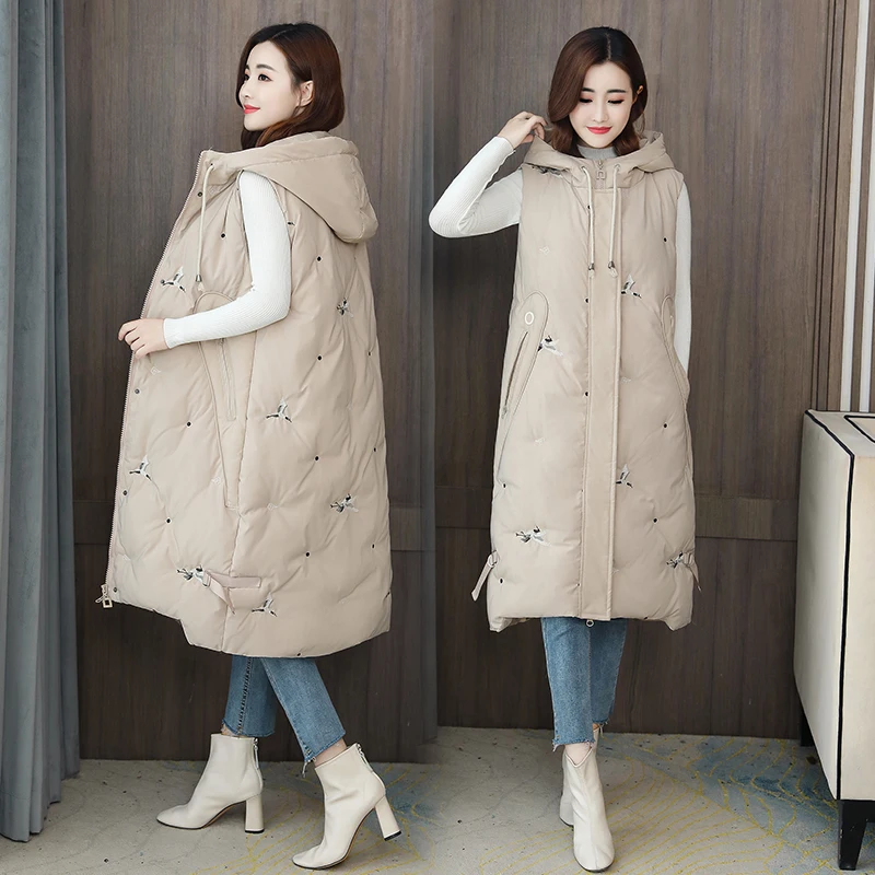 

Cotton Waistcoat Women Autumn Winter Padded Vest Loose Down Cotton Vest Mid-Length Fashion Wild Waistcoat Female E547