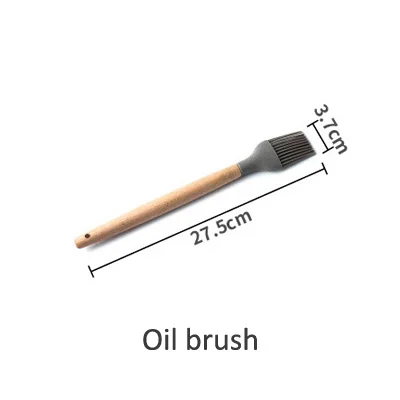 Oil brush Ермакова деревянная ручка кухонная посуда для выпечки антипригарная термостойкая силиконовая щелевая скребок-ложка ковш щетка венчик - Цвет: Oil brush
