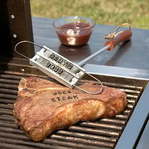 hot sale printed barbecue wooden handle stamp grill meat diy steak branding iron tool bbq kitchen dropshipping free global shipping