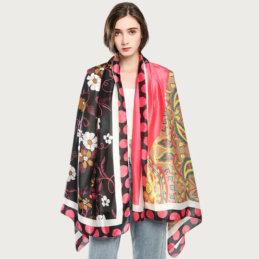 

Bright Paisley Print Silk Scarf Luxury Pattern Travel Wrap Stylish Foulard Hijab Design NEW [5029]
