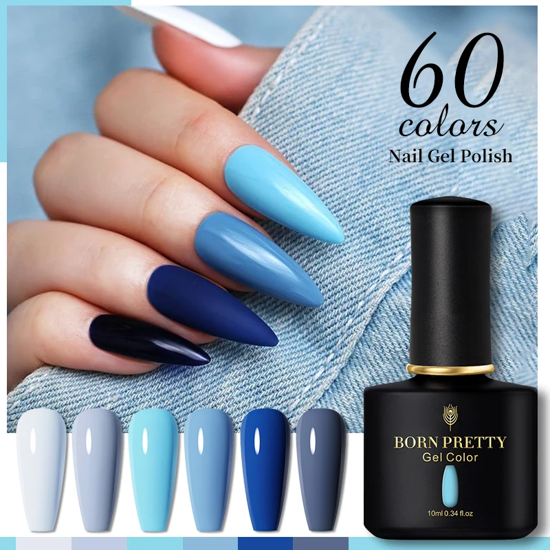 

BORN PRETTY Blue Color Gel Nail Polish All For Manicure Soak Off UV LED Varnish Semi-Permanant Nail Art 10ml Base Top Coat